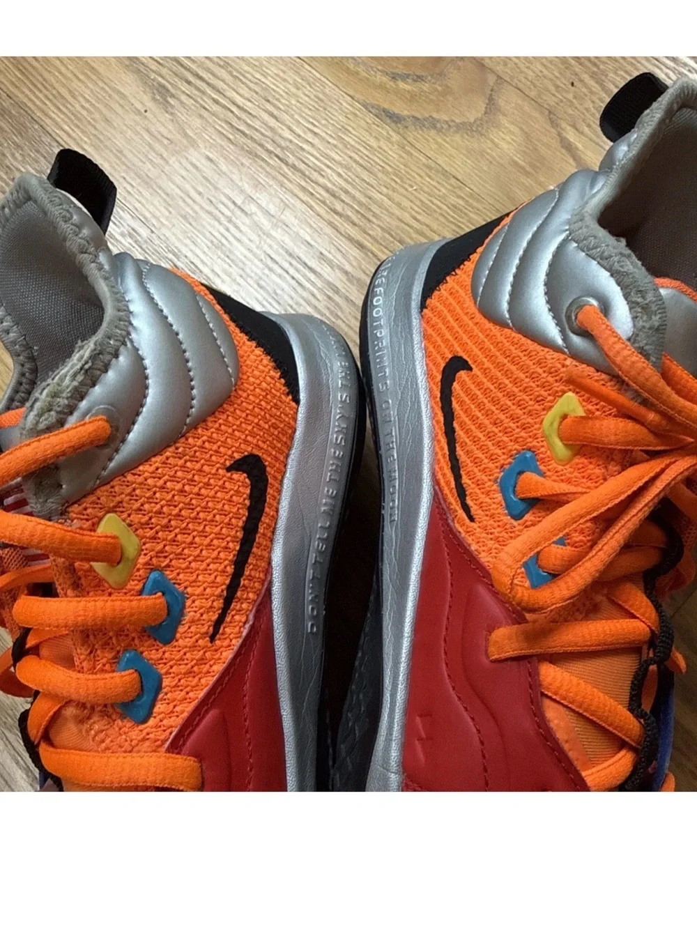 Nike PG 3 NASA Kids Orange Sneakers w/ Blue:Red Panels Mesh Mid-top BoysSz 4.5